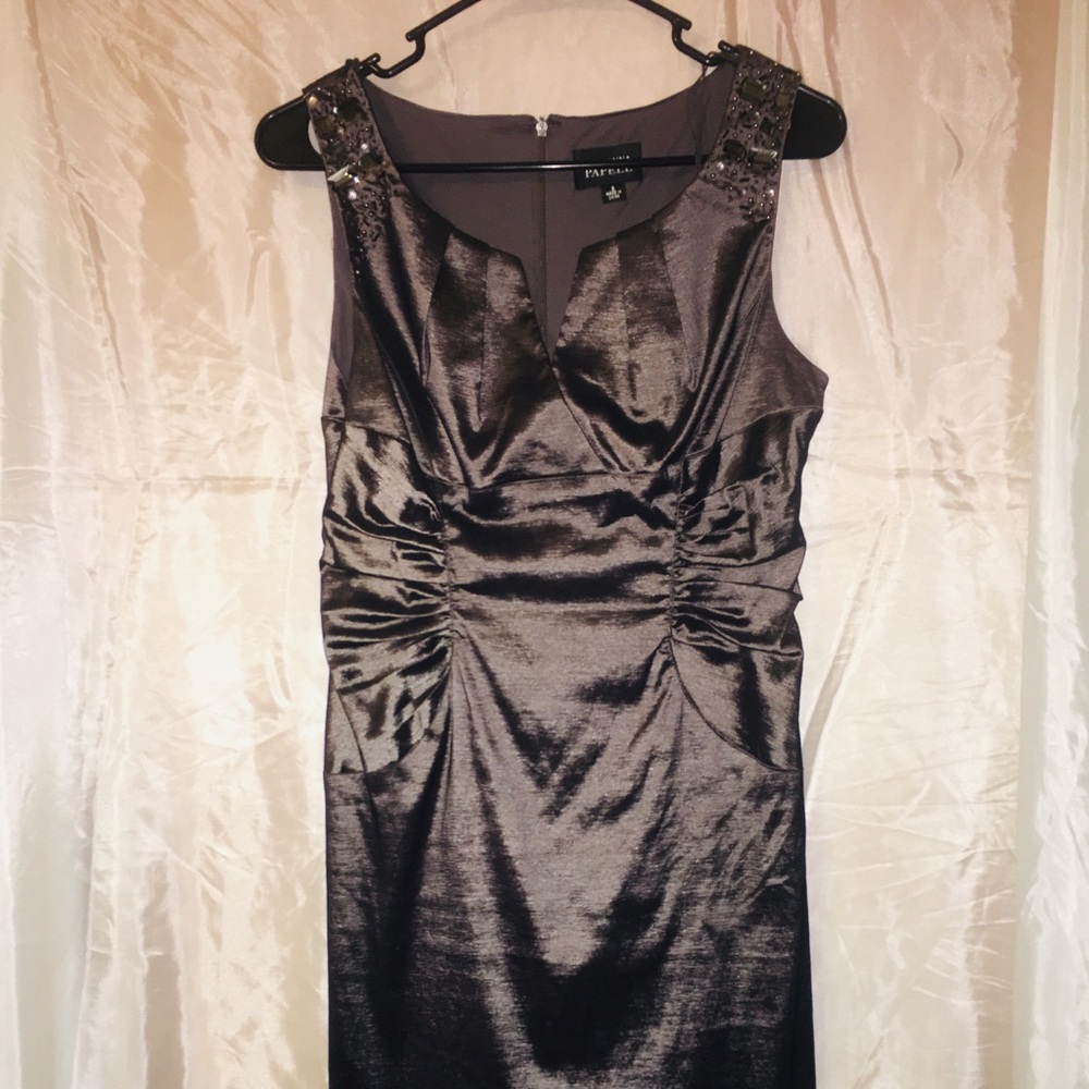 Adrienne Papell silver evening dress